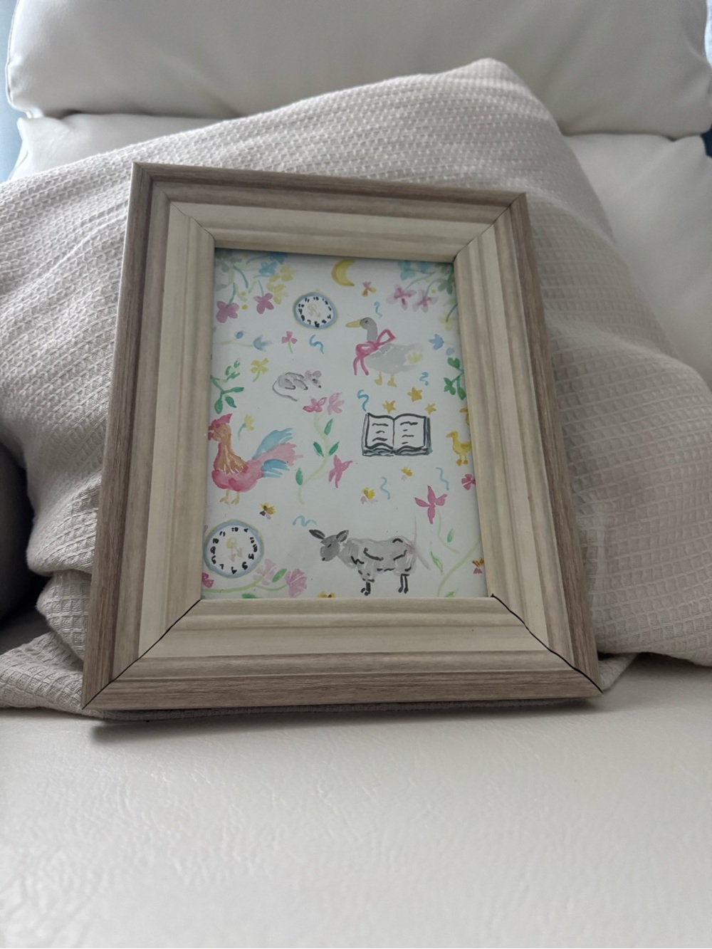 Farmers and storybook themed artwork and wood frame